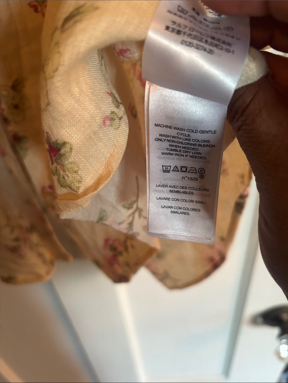 Ralph Lauren Linen Cream Floral Button-Up Blouse - Picture 4 of 7